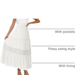 Mero White Maxi Skirt with Lace Accents